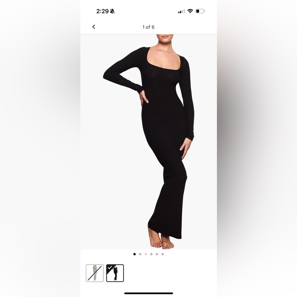 SKIMS Black Long Sleeve Dress